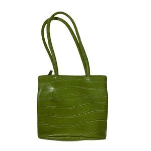 Bueno Bright Green Leather Handbag with Interior Pockets for Storage